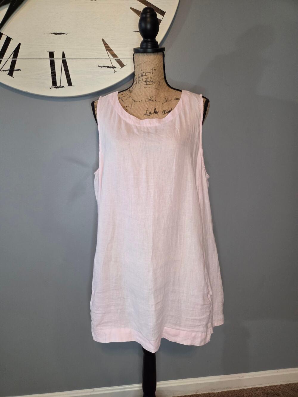 J Jill pure linen 100% linen pink mini dress sleeveless pockets XL
